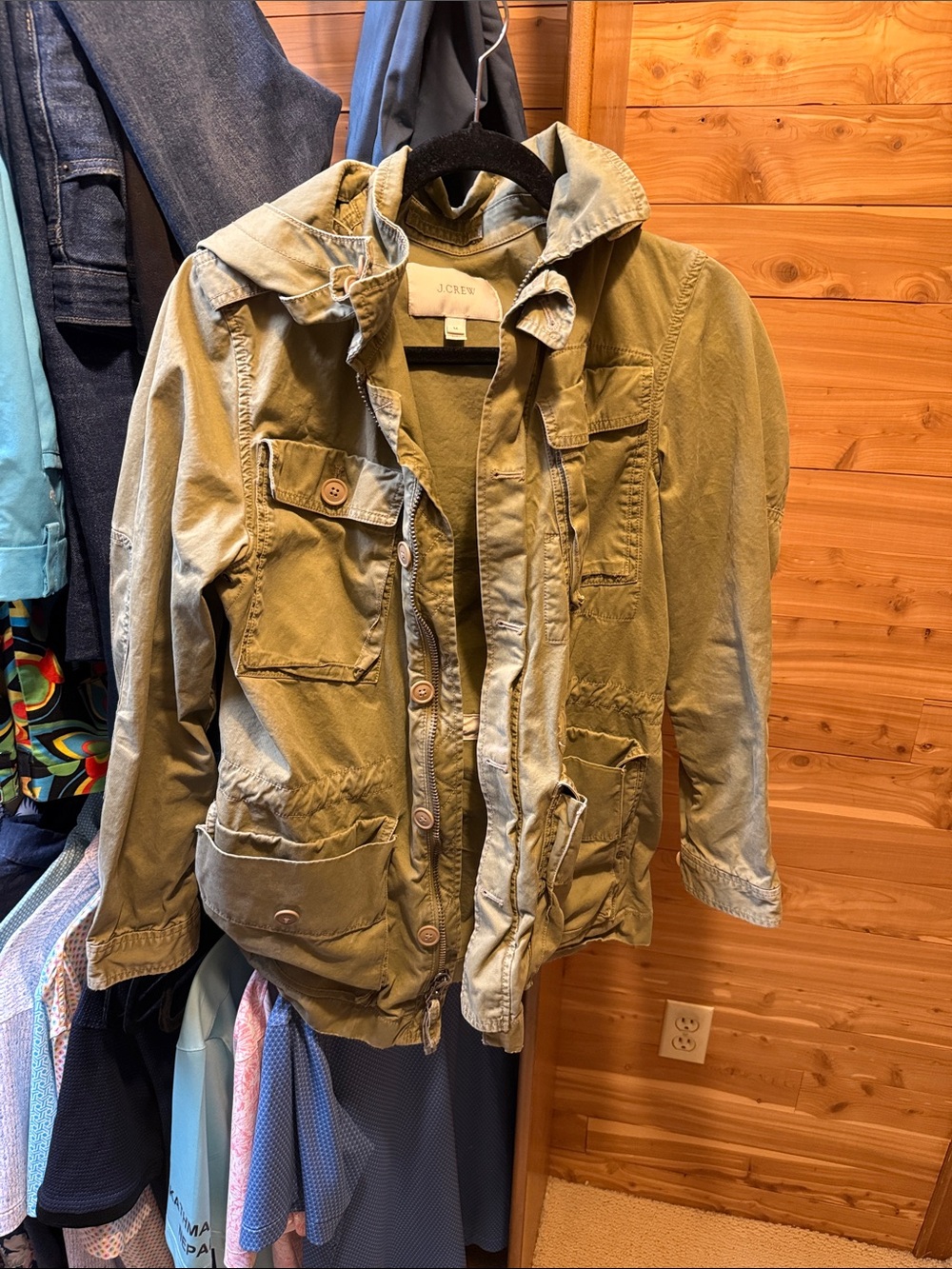 J. Crew Olive Utility Field Jacket with Hood